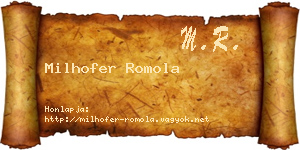 Milhofer Romola névjegykártya